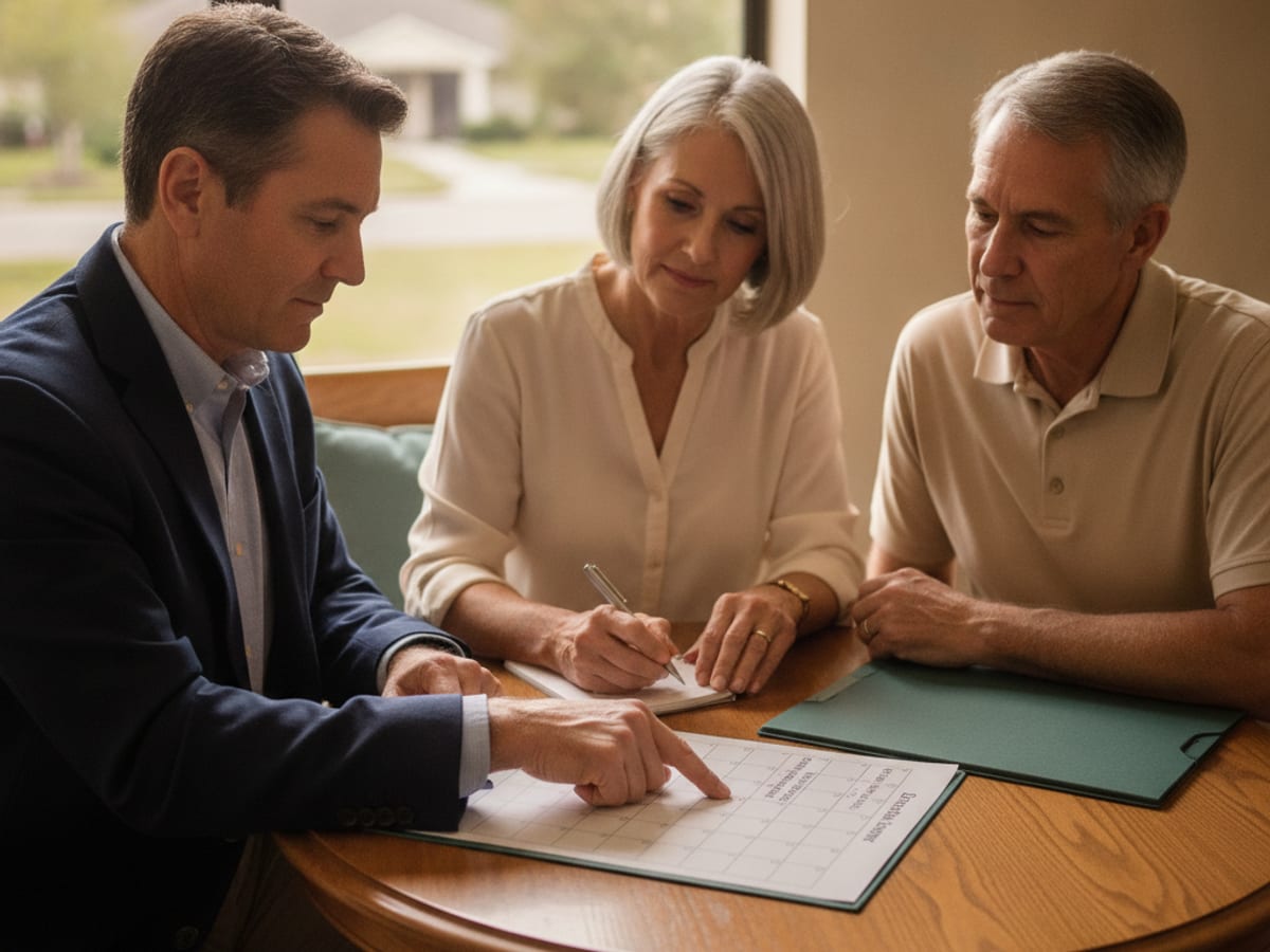 Planner reviewing Medicare enrollment timing with a client near Wesley Chapel